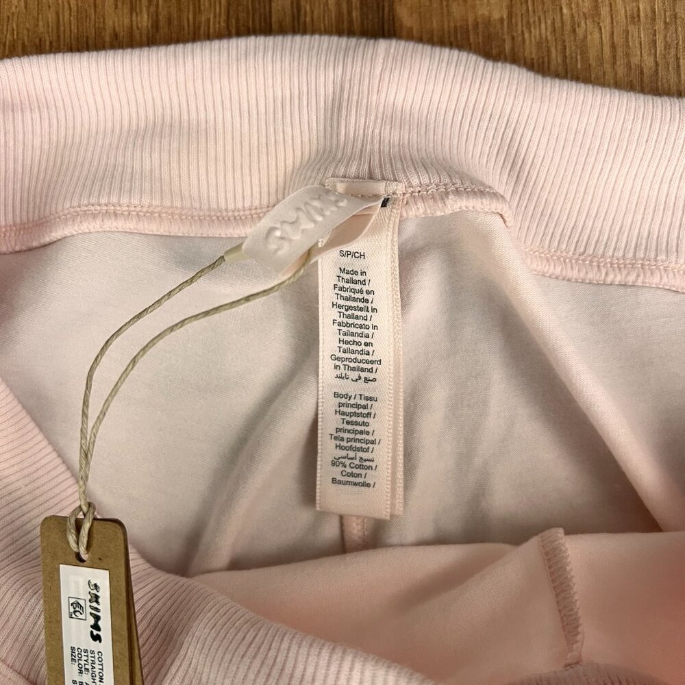 NEW Cotton Jersey Straight Leg Wide Leg Pants Light Pink Sz S - Picture 5 of 10